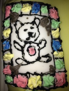 Blanket decorated by my 10 year old daughter for the sleepover birthday cake
